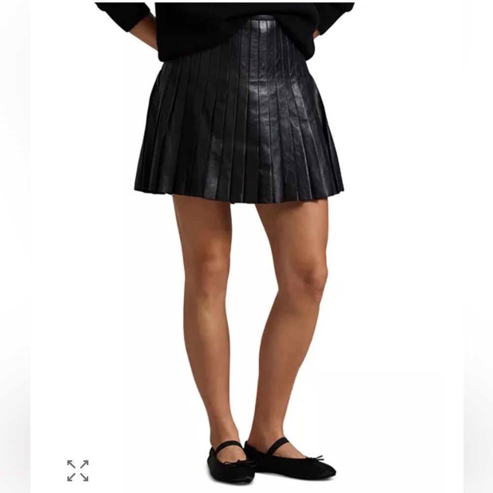 NWT Polo Ralph Lauren Knife-Pleated Lambskin Miniskirt